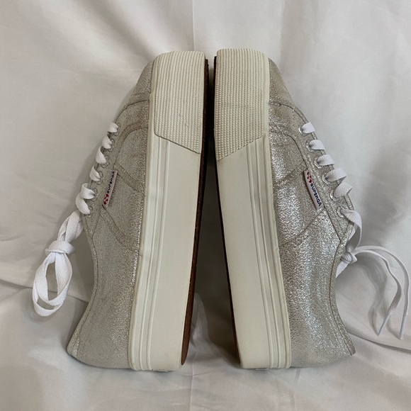 Superga Women's Shimmering Silver Platform Sneakers, EU 39/US 8 - Picture 8 of 12